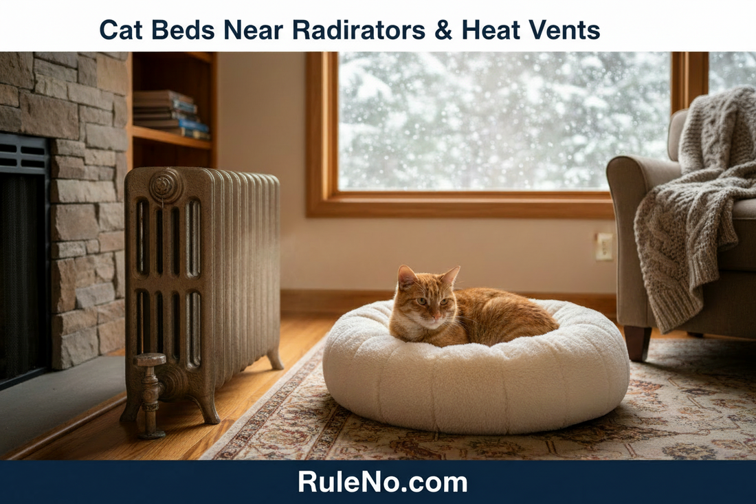 Cat Beds Near Radiators and Heat Vents with RuleNo.com footer