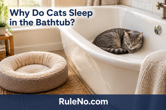 Cat resting in a dry bathtub beside a warm round pet bed