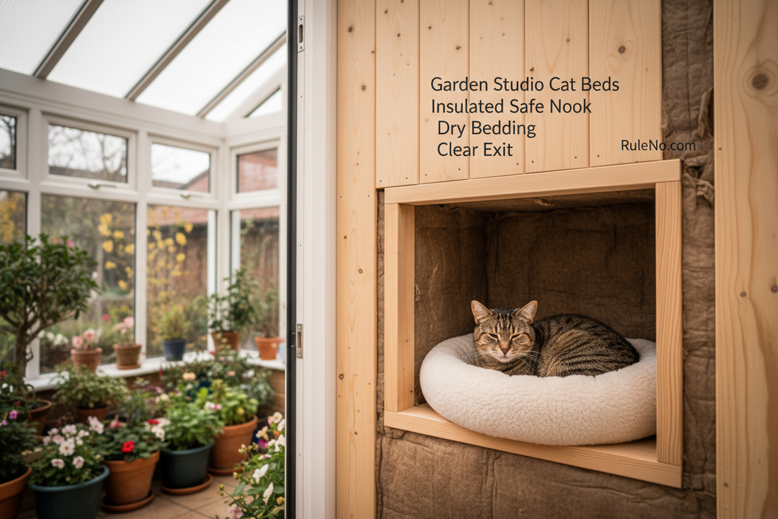 Garden Studio Cat Beds with Insulated Safe Nook, Dry Bedding, Clear Exit and RuleNo.com