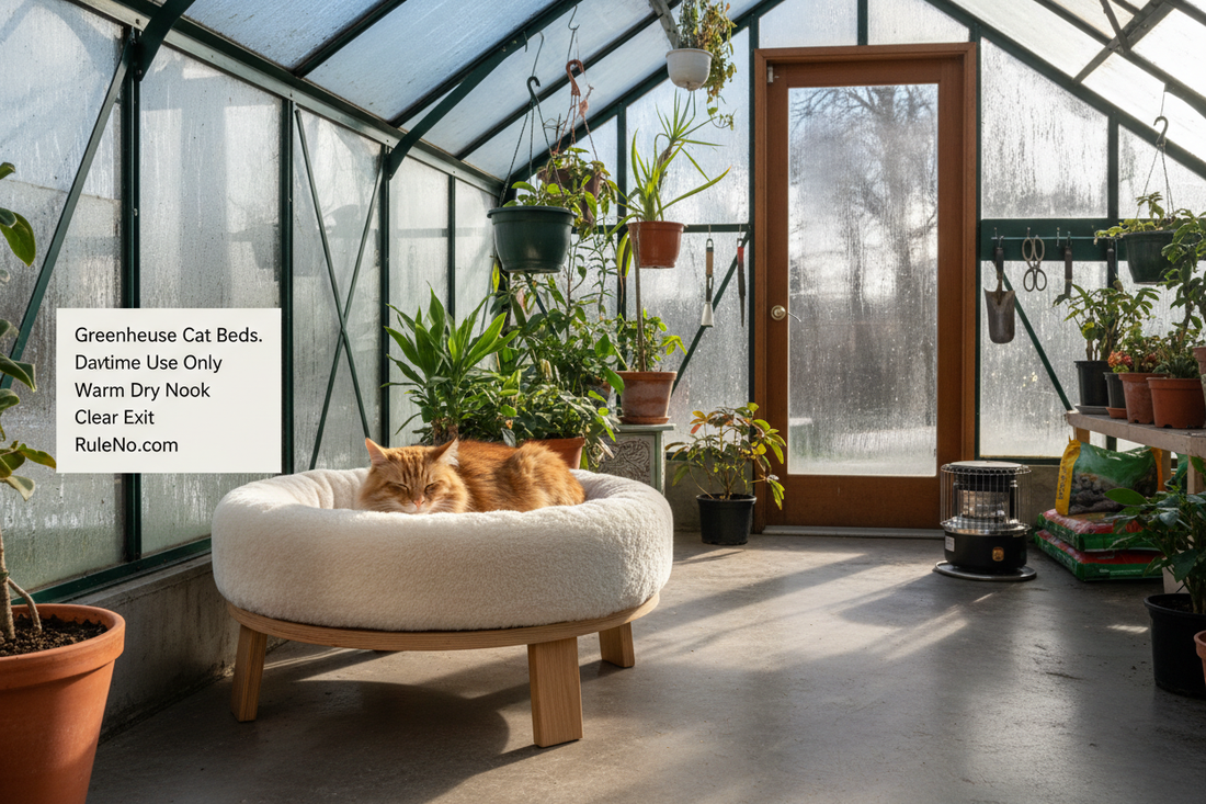 Greenhouse Cat Beds for Daytime Use Only with Warm Dry Nook, Clear Exit and RuleNo.com