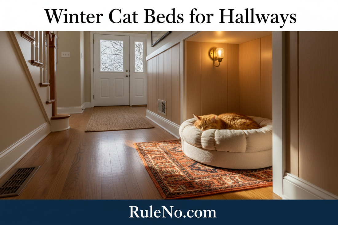 Winter Cat Beds for Hallways with RuleNo.com footer