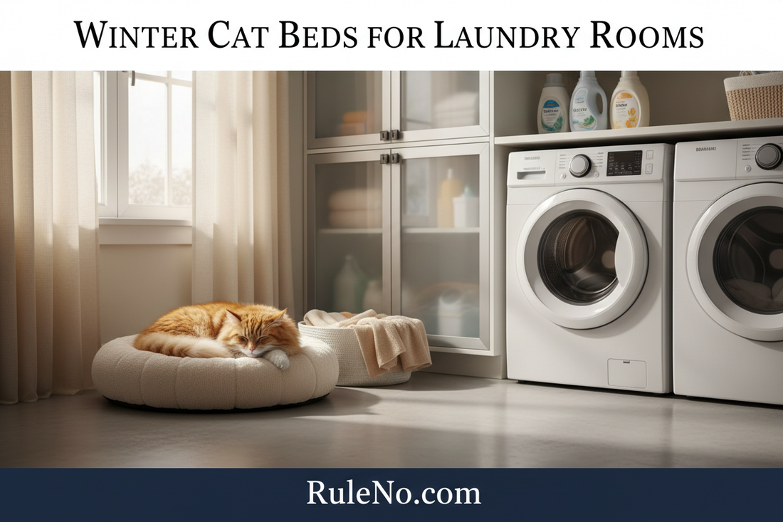 Winter Cat Beds for Laundry Rooms with RuleNo.com footer